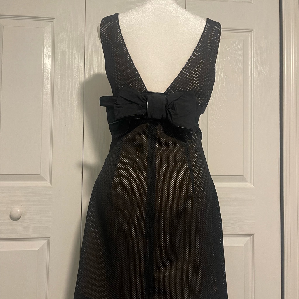 Red Valentino Black Sleeveless Mesh Cocktail Dress